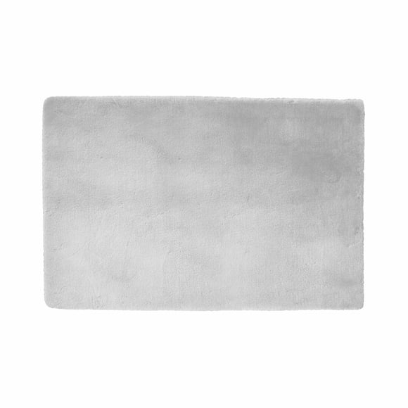 Mainstays Rabbit Faux Fur Accent Area Rug, Light Grey, 30 in x 45 in, for Bedroom, Living Room, Dining Room.