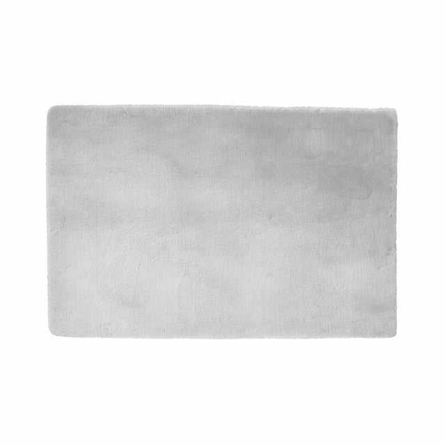 Mainstays Rabbit Faux Fur Accent Area Rug, Light Grey, 30 in x 45 in, for Bedroom, Living Room, Dining Room.