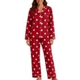 thumbnail image 2 of Blmnix Sleepwear Sets Womens Sleepwear Bamboo Pajamas Button Up Pajamas Pajamas Straight-Leg Long Sleeve Red Collared Full Summer Pajamas for Women,M, 2 of 6