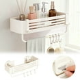 thumbnail image 2 of Heavy Duty Suction Cup Shower Caddy Bathroom Organizer Corner Storage Shelf With Portable Hooks For Dorm Removable No Drilling Rack, 2 of 6
