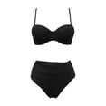 thumbnail image 5 of JIAYUE Women Swimsuit Sets Spaghetti Strap Sweetheart Neck Two Piece Bikini Top With High Waist Bottoms Solid Color Tankini Hawaii Female Swimwear, 5 of 5