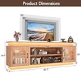 thumbnail image 5 of LED TV Stand for up 85" 90" TVs, Modern Entertainment Center with 40" Fireplace Space & Charging Station, Wooden Media Console with Glass Display Cabinets & LED Lights, Natural Oak, 5 of 10