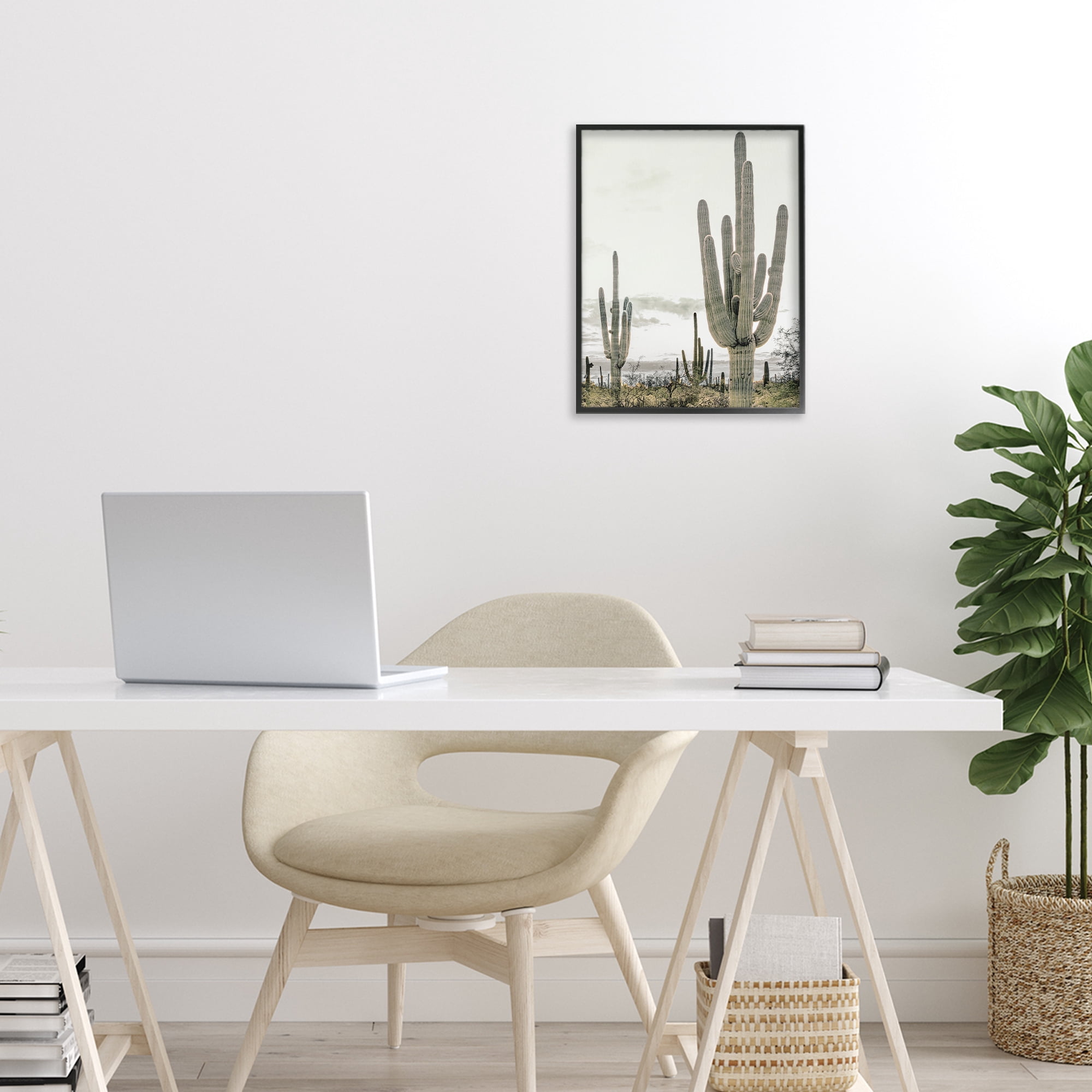 Stupell Industries Subdued Desert Cacti Black Framed Giclee Art, design by Kim Allen