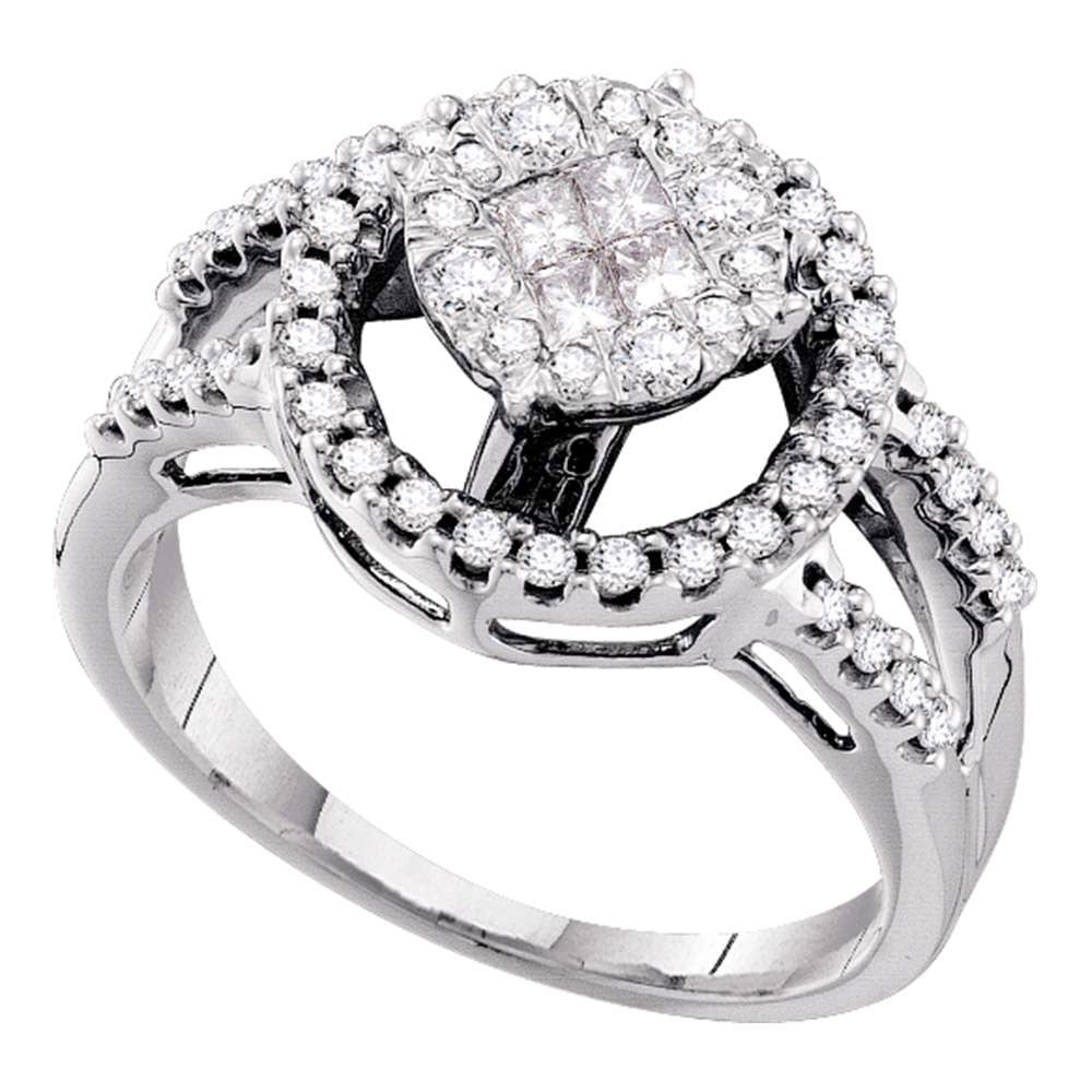 14kt White Gold Womens Princess Round Diamond Soleil Cluster Bridal Wedding Engagement Ring 58 