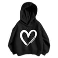 thumbnail image 3 of Toddler Girls Hoodies Heart Print Hoodies Sweatshirts Long Sleeve Casual Hooded Pullover Autumn Outerwear Size 4-5T,Black, 3 of 3