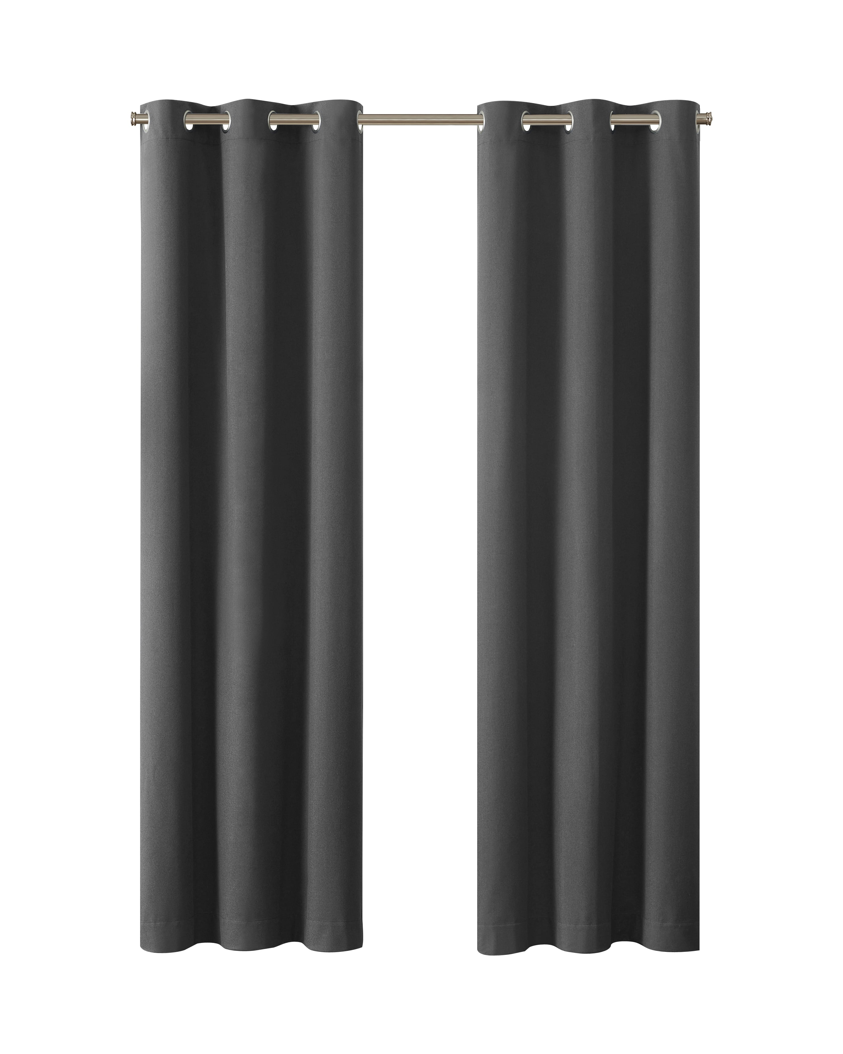 (2 pack) Eclipse Corte Solid Blackout Curtains, Set of 2, 84 Inch Long Blackout Curtains, 37" W x 84" L, Grey