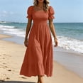 thumbnail image 5 of Atogsazn Women Square Neck Puff Sleeve Dress Smocked Tiered Maxi Dresses Flowy Ruffle A-Lined Sundress Red XXXL Fashion, 5 of 7