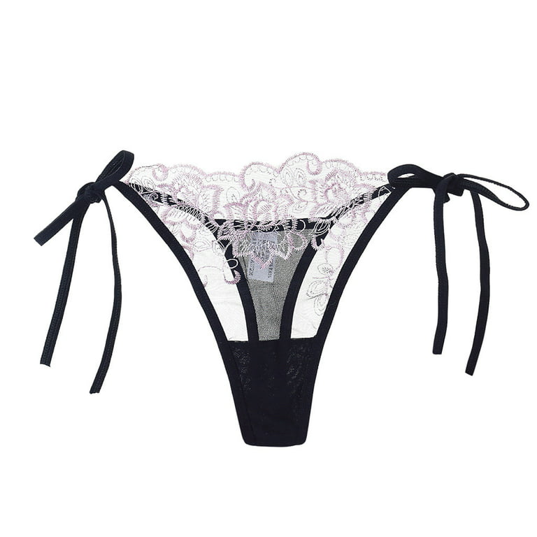 BIZIZA Womens Thong Underwear Soft Women's Low Rise Sexy G String Tie Side  String Lace Hipster for Women Pink One Size