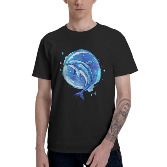 Cute Dolphin T-Shirt for Men Cotton 100% Summer Tops Women Fashion Casual Short Sleeves Round Collar Short-Sleeve Couple Top Tees
