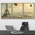 thumbnail image 2 of wall26 - 3 Piece Framed Canvas Wall Art - Colorful Hot Balloons Flying Above The Eiffel Tower in Paris - Modern Home Art Stretched and Framed Ready to Hang - 16"x24"x3 Natural, 2 of 5