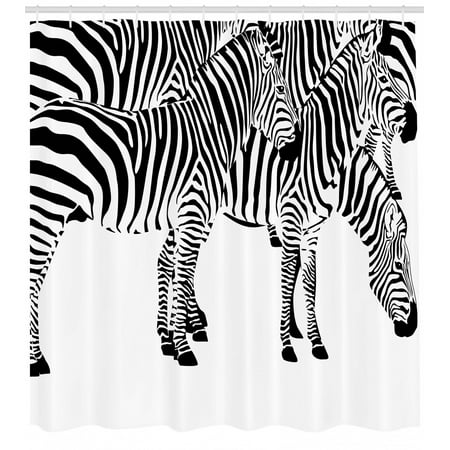 Safari Decor Shower Curtain Set Group Of Zebras African Animals