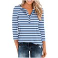 thumbnail image 6 of Fashion Fall Saving LiMoi Women's V Neck Striped Shirt 3/4 Sleeve Tops Slimming Casual Top Tees Tshirts Blouse for Everyday Chic Style My Items, 6 of 9