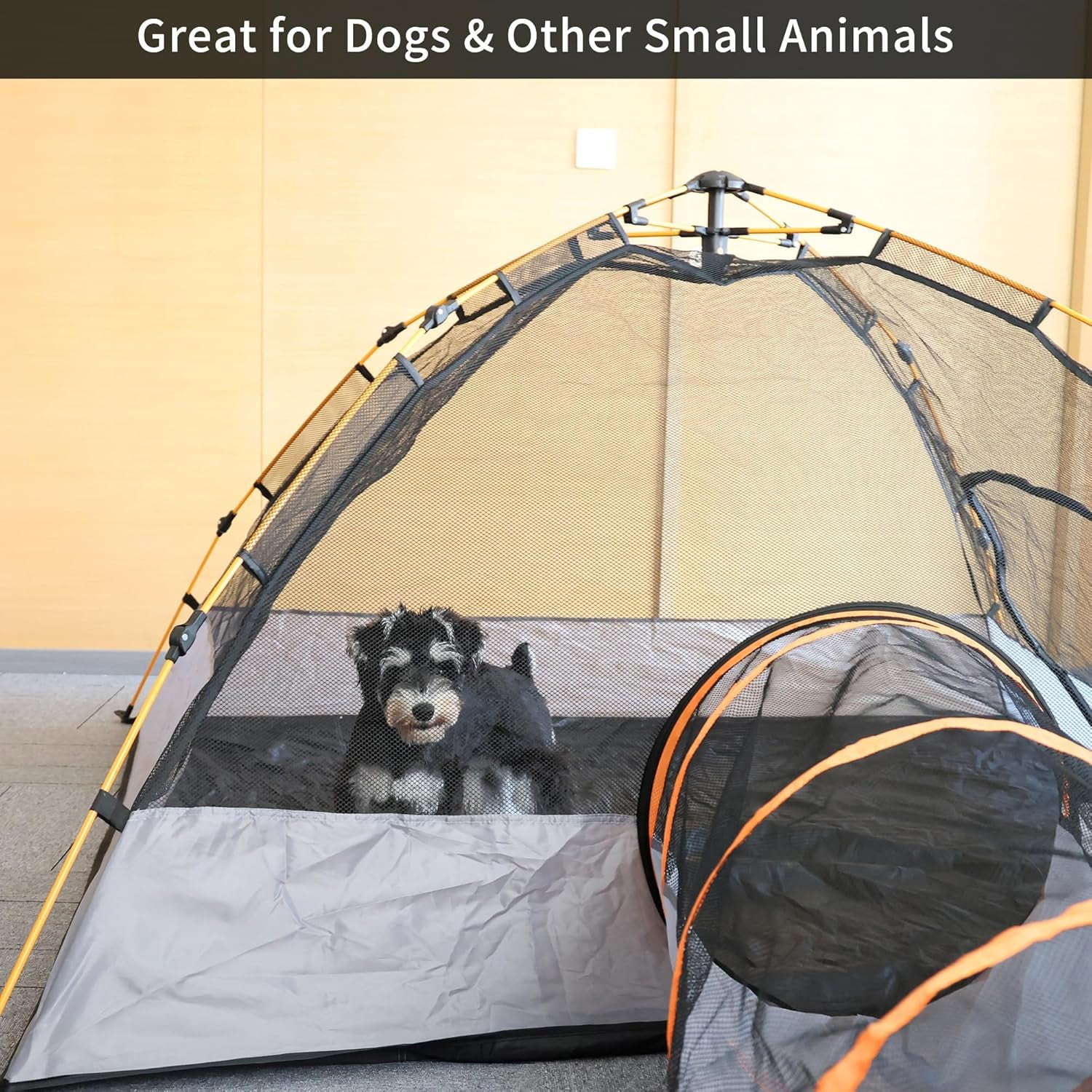 Elevon Pet Cat Playpen Tent with Tunnel, Portable Foldable Enclosure for Cats and Small Pets, Indoor Outdoor Pet Exercise Tent with Carry Bag, 74"x74"x36", Grey