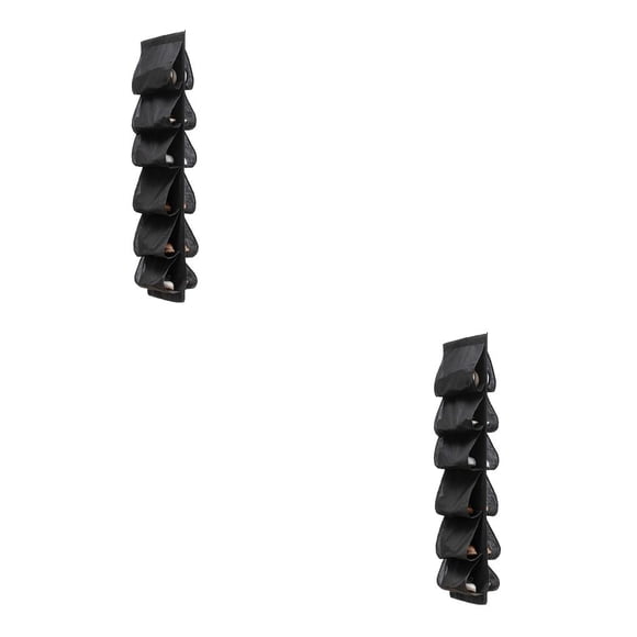 Estante de almacenamiento de zapatos Toystoory sobre la puerta 12 bolsillos Negro 2piezas