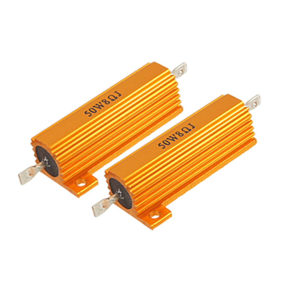 Unique Bargains 50W 5% 8 Ohm Gold Tone Aluminum Housed Resistors 2 Pcs