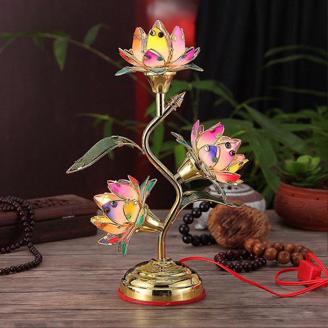 Lotus Lantern - Colorful Plug-in for Temple and Home Wear Resistant Acrylic Hardware Plastic Leaves and Flowers