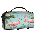 thumbnail image 2 of Herdesigns Pink Carry Case Compatible with Nintendo Switch 2017 & Oled 2021, with 20 Game Card Slots, Tropical Flamingo Portable Travel Carrying Case Pouch for Accessories & Games, 2 of 8