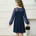 thumbnail image 6 of XEGLSBU Girls Dresses 4T Girls Lace Long Sleeve Solid Color Cute Dress for Ages 6 15 Dresses for Girls 10-12 Navy Size 6-7 Years, 6 of 9
