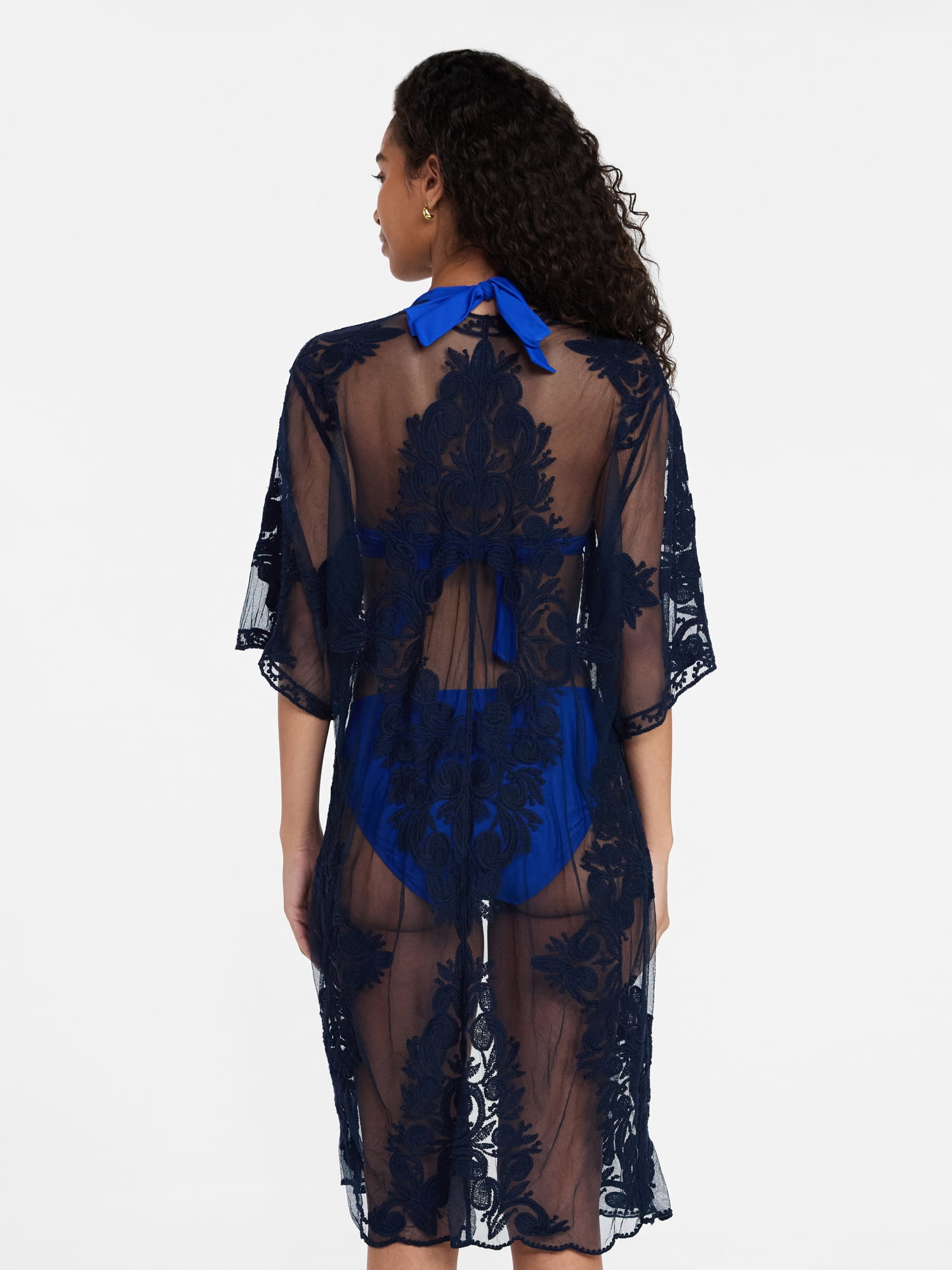 Time and Tru Women's Lace Coverup, Sizes XXL/XXXL, Dark Navy