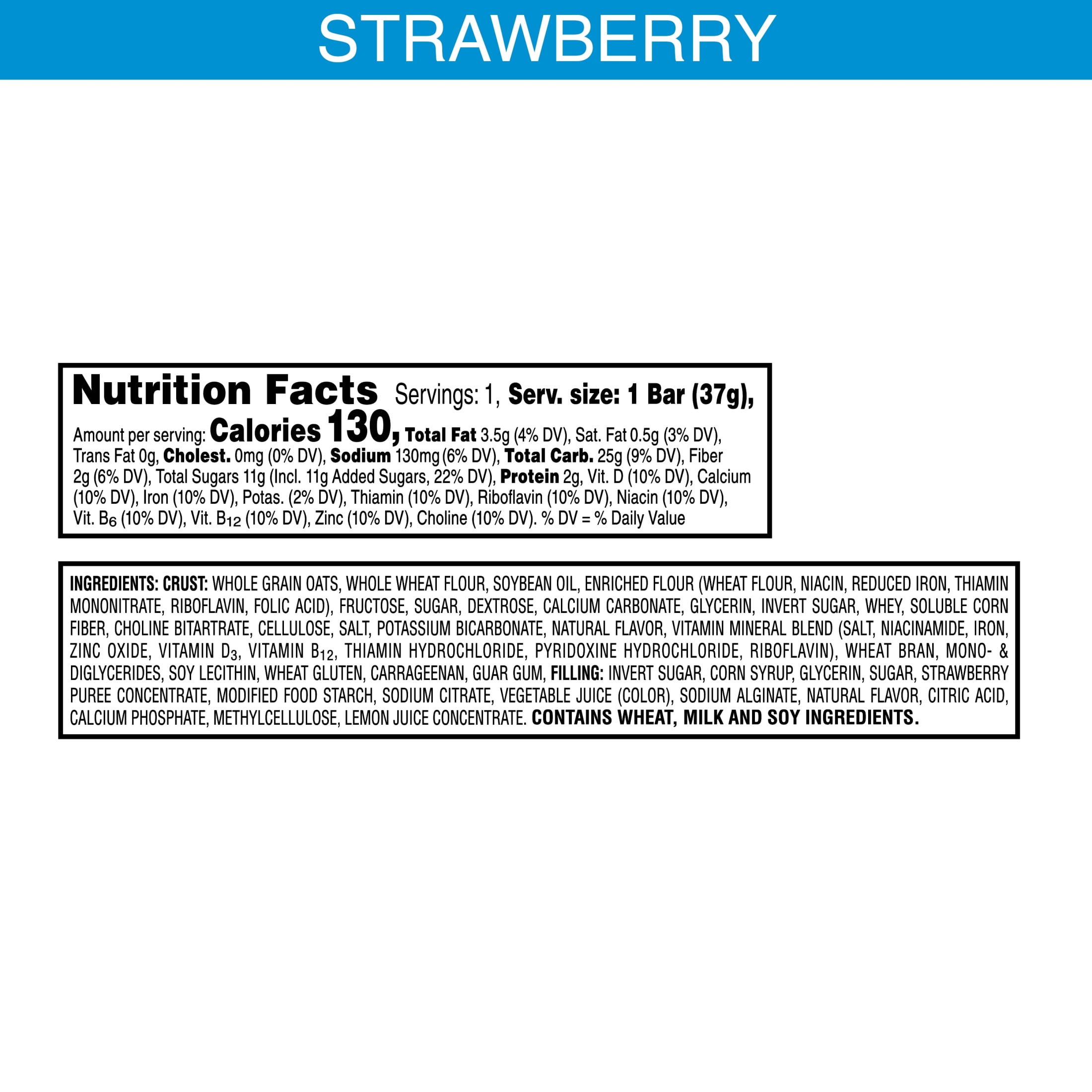Nutri-Grain Soft Baked Breakfast Bars, Made with Whole Grains, Kids Snacks, Strawberry, 1.3oz Pouch (1 Bar)