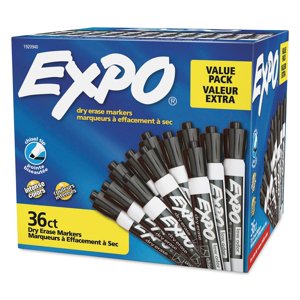 Expo Low Odor Dry Erase Markers, Chisel Tip Black, 36 Pack