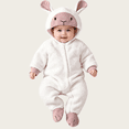 thumbnail image 2 of Otqutp Toddler Infant Plush Zip Up Hooded Romper Animal Lamb Long Sleeve Jumpsuit Unisex Baby Warm Fall Winter One Piece Outfit, 2 of 7