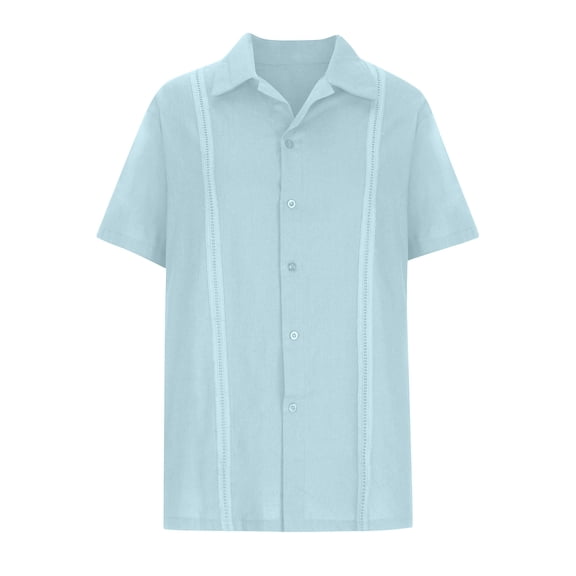 IROINNID Men's Casual Hawaiian Style Print Short Sleeve Fashion Breathable Blouse