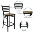 thumbnail image 4 of Flash Furniture 2 Pack HERCULES Series Black Ladder Back Metal Restaurant Barstool - Mahogany Wood Seat, 4 of 13