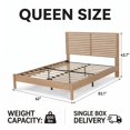 thumbnail image 5 of Queen Size Mid-Century Wood Platform Bed Frame with Slatted Headboard, No Box Spring Needed, Natural Wood, 5 of 9