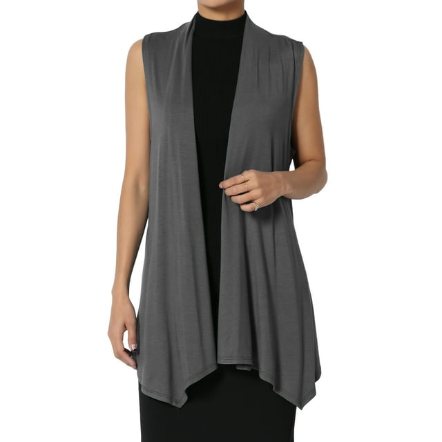 TheMogan Gilets Longs pour Femmes Sans Manches Légers Cardigan Ouvert