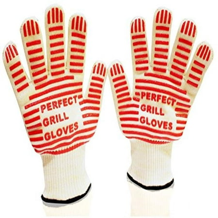 65% Sale! #1 BBQ Gloves - Oven Gloves - Perfect Grill Gloves - Extreme Heat Resistant EN407 Certified - 1 Pair flexible Gloves - Versatile than Mitts & Potholders - 100% Cotton Lining For