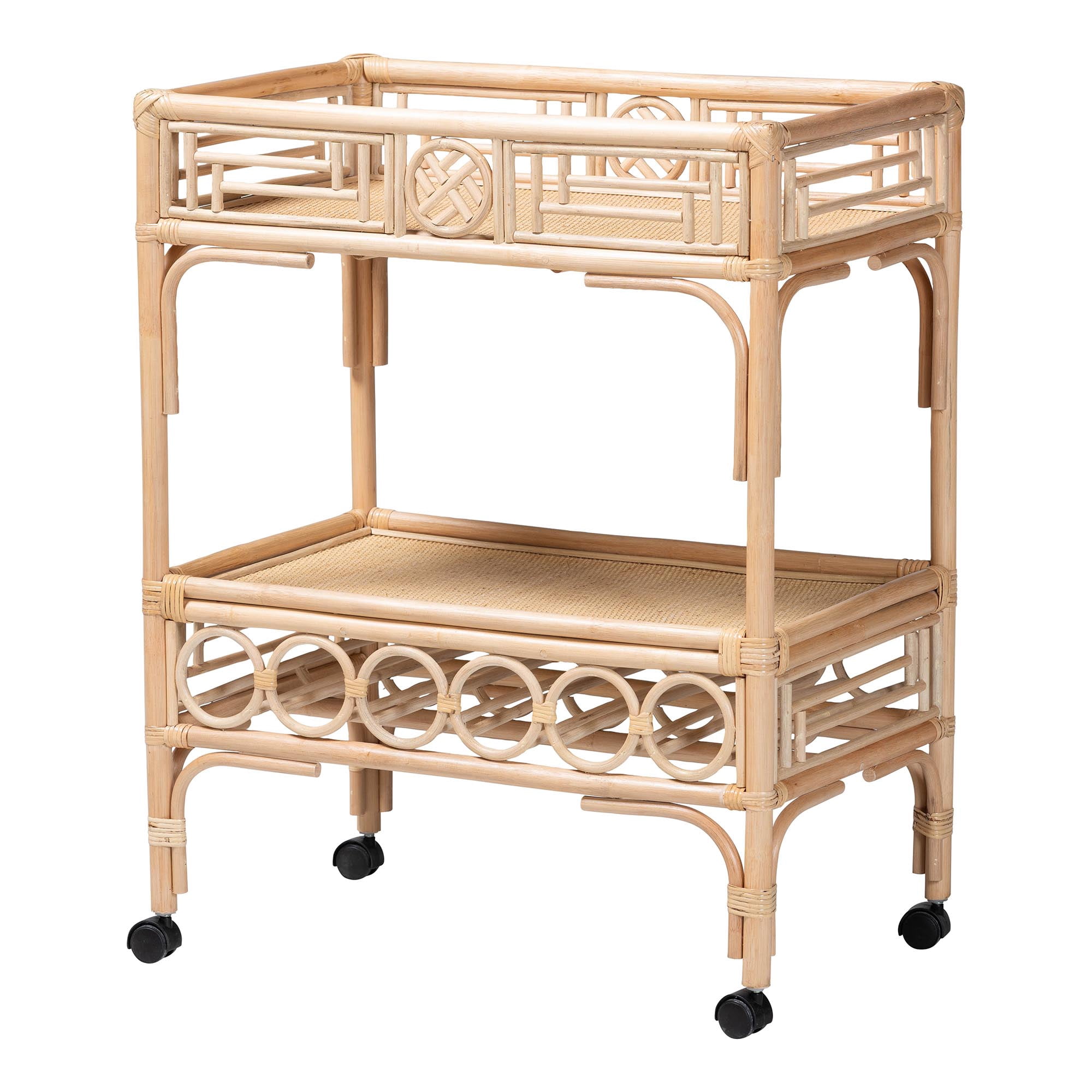 bali & pari Molina Boho Wine Cart, 2-Tier, Natural Brown