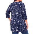 thumbnail image 5 of WellSize Plus Size Womens Tunic Tops 3/4 Sleeve Dressy Fall Blouses Casual V Neck Floral Shirts Tunics for Leggings, 5 of 8