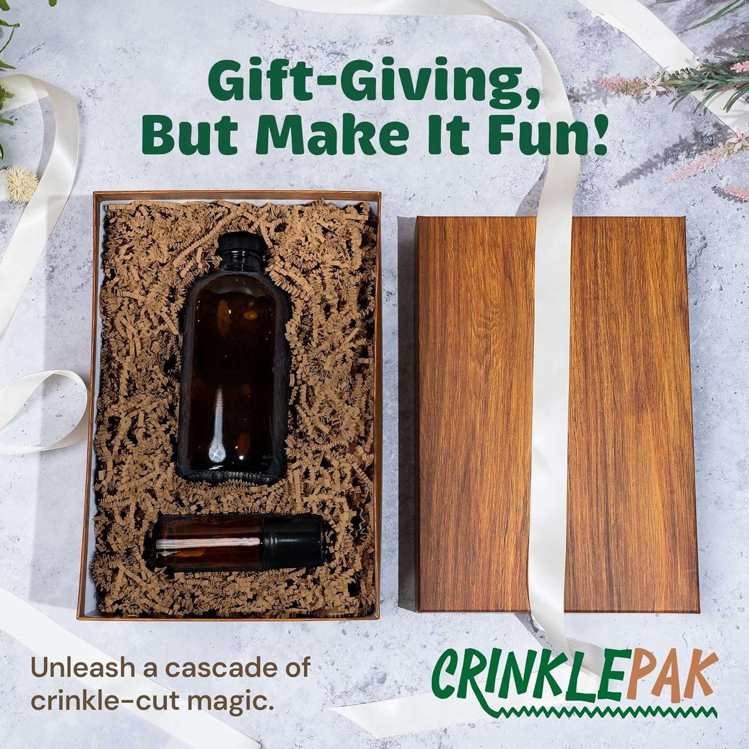 CrinklePak 40 lb Kraft Crinkle Cut Paper – Decorative Shred for Gift Baskets & Packaging