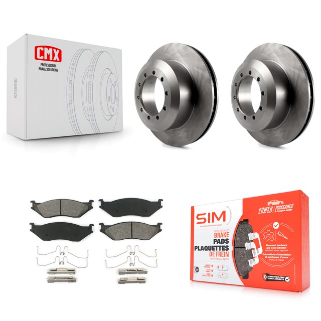 Transit Auto Front Disc Brake Rotors and Semi-Metallic Pads Kit for Car Ford F-53 Motorhome Chassis F-59 Commercial Stripped K8S-100117