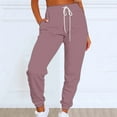 thumbnail image 2 of Clearance! sweatpants women women's pants Women's Solid Color Casual Sports Tie Up Waist With Plush Sweater Material Pants Best Sale Pink2, 2 of 4
