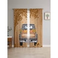 thumbnail image 4 of Sheer Curtains 63 Inches Long 2 Panels, Watercolor Autumn Pumpkin Sunflowers Rod Pocket Curtain Voile Draperies, White Plaid Truck Light Filtering Window Treatment for Living Room Kitchen Bedroom, 4 of 8