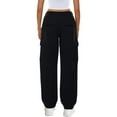 thumbnail image 4 of Douhoow Women Cargo Pants Solid Color Elastic Waist Baggy Trousers Joggers Sweatpants with Pockets, 4 of 6