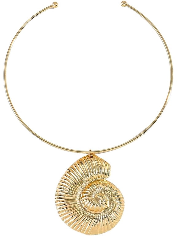 Conch Shell Open Collar Necklace for Women, Marine Sea Witch Shell Pendant Choker, Summer Beach Party Costume Accessory for Ocean Theme Jewelry Gifts[c8277]