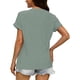 thumbnail image 3 of Xuyuer Womens T Shirts Short Sleeve V Neck Loose Casual Summer Tops Water Soluble Flower Solid Color Loose Comfortable Breathable T-shirt, 3 of 5