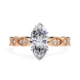 thumbnail image 2 of IGI Certified Lab Grown Diamond Engagement Ring | Center 10x5mm Marquise Cut Beaded Solitaire Stackable Promise Rings For Women In 14k Solid Rose Gold | F-G, VS-SI Quality (1.05 Ctw) Ring Size-5, 2 of 7