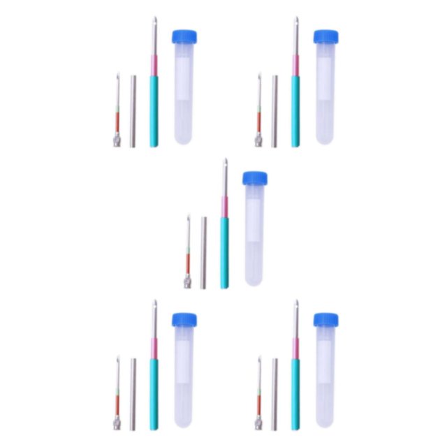 Guardoinrt Efficient Embroidery Punch Needle Pen Sewing Kit Knitting Tool 3 Pcs Needle 1 Pc Tube 10cm 5Set