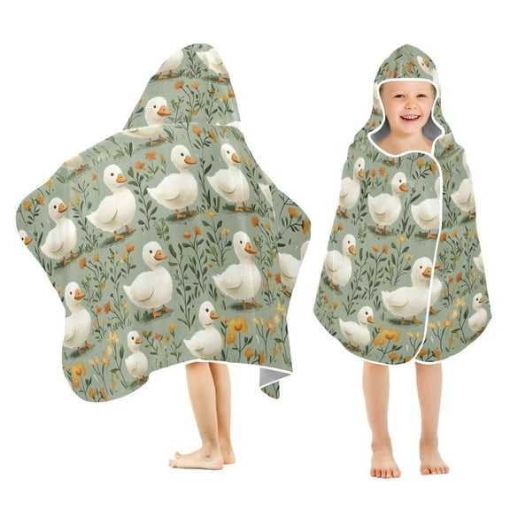 joogoo Cute Cartoon Duck Kids Hooded Beach Towel Baby Bath Towel 23.5"x50"