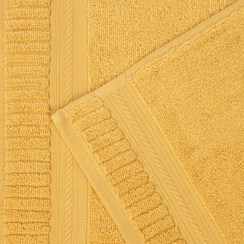 Superior Venice Ribbed Textured Border Zero Twist Bath Sheets, Set of 2, Gold
