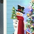 thumbnail image 3 of Glitzhome  34"H Christmas Metal Bike Wheel Snowman with Scarf Porch Decor With Tree 32"H, 3 of 5