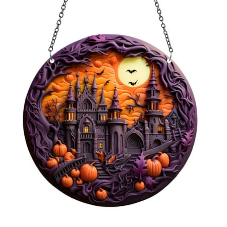 

GILIGEGE Reduced Clearance Welcome Pumpkin Round Festival Embossed Acrylic Decorative Wall Hanging