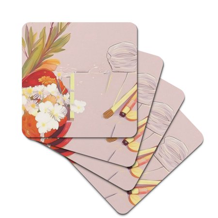 

Rubber Square Coasters Not Easily Deformed Soft and Have Thermal Insulation Properties with Christmas Elements Style Coasters