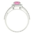 thumbnail image 4 of 1.935 ctw with Simulated Diamond Halo Accents Anniversary Ring for Women | Emerald Cut Simulated Pink Diamond | Hyperallergenic Solid 18K White Gold, 4 of 5