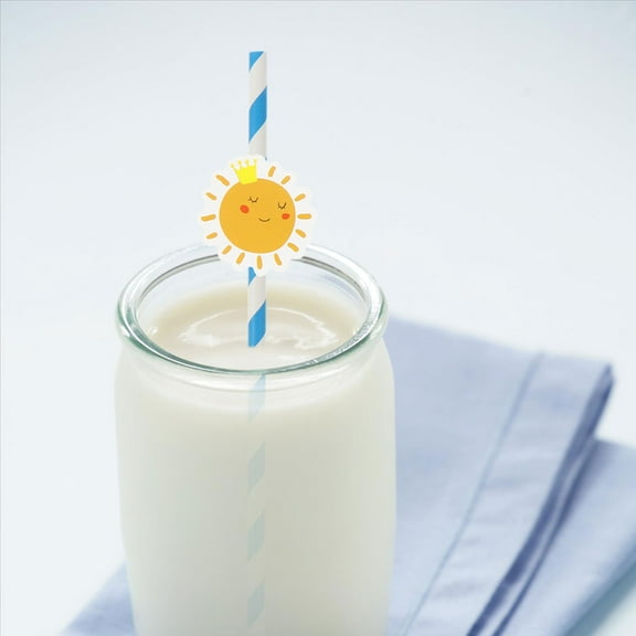 ADDHAT Space Theme Paper Straws, Assorted Colors, 40 Pcs, , Ideal for Tea, Coffee, Parties, and Events