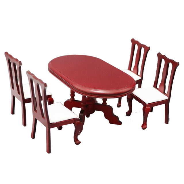 Set de muebles Miniature Dollhouse 1:12 mesa de comedor Redwood